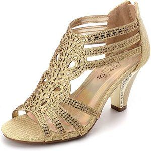 Gold Crystal Heels